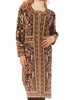 MAX Sport Long Blanket Cardigan Sweater Duster Coat Women's Size L BCBG